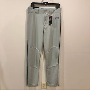 NEW Under Armour Gray Athletic baseball Pants navy detail size large